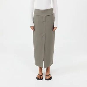 St Agni Wide Waistband Column
Skirt In Smokey Olive